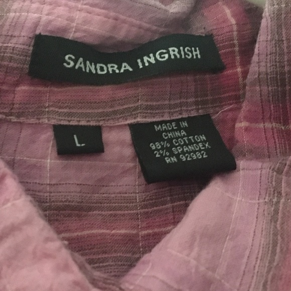 Sandra Ingrish cotton plaid button down - Picture 3 of 5